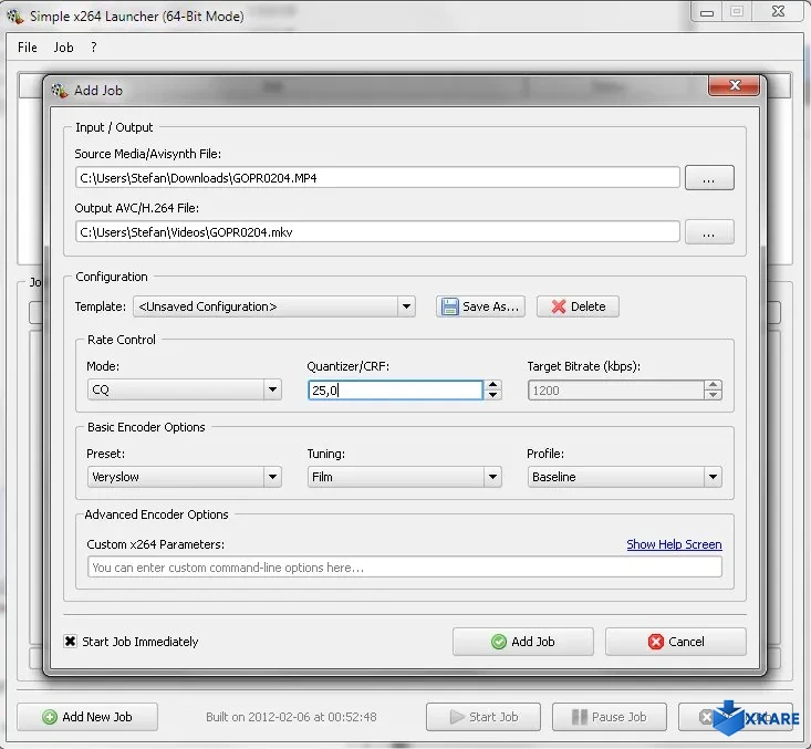 Simple x264/x265 Launcher
