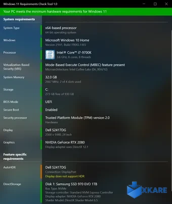 Windows 11 Requirements Check Tool