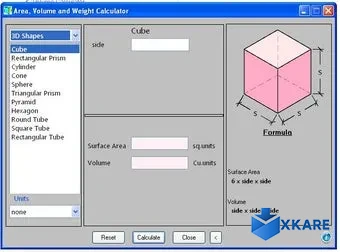 Area Volume and Weight Calculator