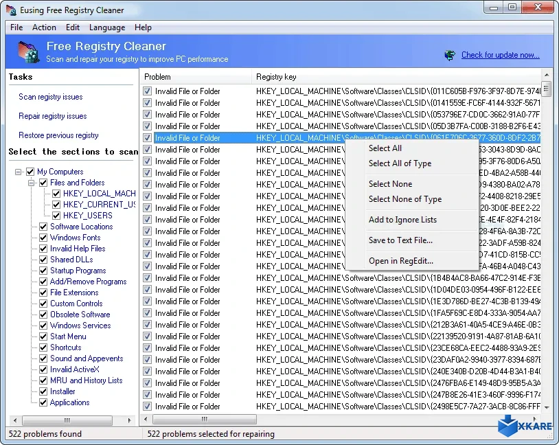 Eusing Free Registry Defrag