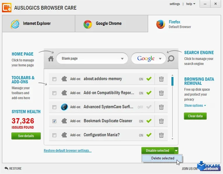 Auslogics Browser Care