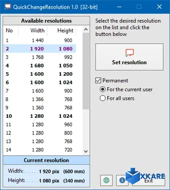 QuickChangeResolution