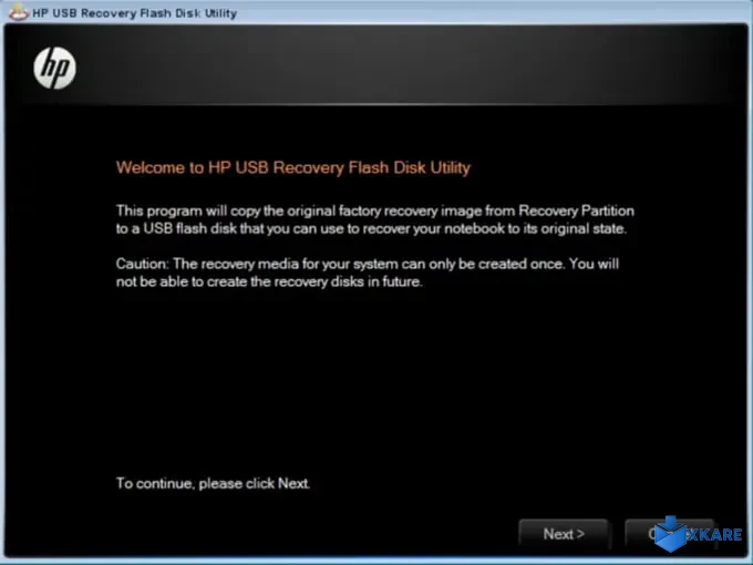 HP USB Recovery Flash Disk Utility