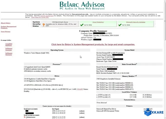 Belarc Advisor