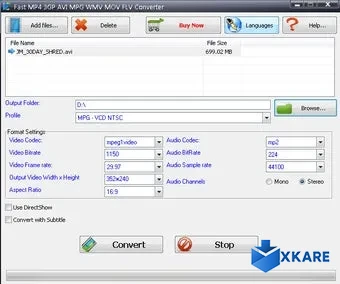 Fast MP4 3GP AVI MPG WMV RM MOV FLV Converter