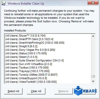 Windows Installer CleanUp Utility