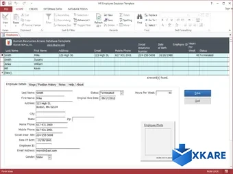 HR Employee MS Access Database Template