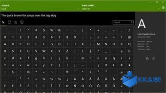 Font Character Map