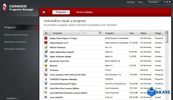 Comodo Programs Manager