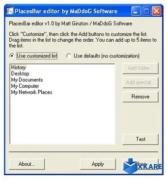 PlacesBar Editor